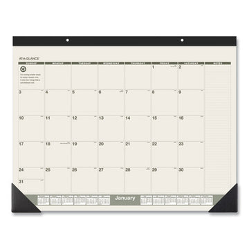 AT-A-GLANCE® Recycled Monthly Desk Pad, 22 X 17, Sand-green Sheets, Black Binding, Black Corners, 12-month (jan To Dec): 2022 freeshipping - TVN Wholesale